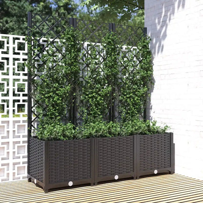 Jardinieră de grădină cu spalier, neagră, 120x40x136 cm, PP