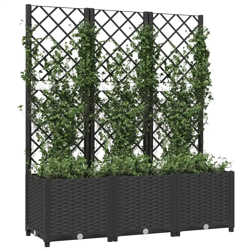 Jardinieră de grădină cu spalier, neagră, 120x40x136 cm, PP