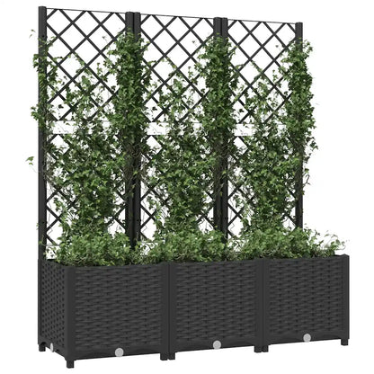 Jardinieră de grădină cu spalier, neagră, 120x40x136 cm, PP