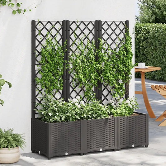 Jardinieră de grădină cu spalier, neagră, 120x40x136 cm, PP