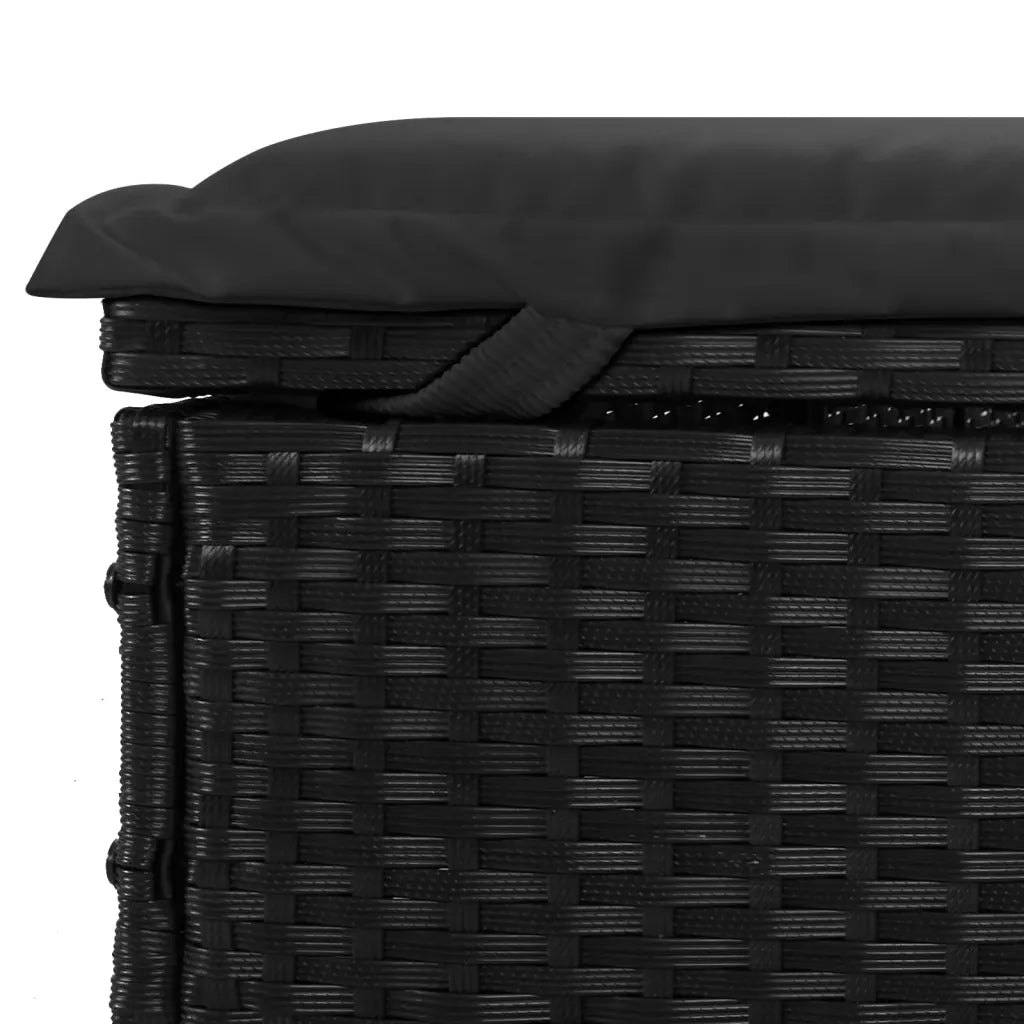 Șezlong 2 pers. acoperiș pliabil negru 213x118x97 cm poliratan