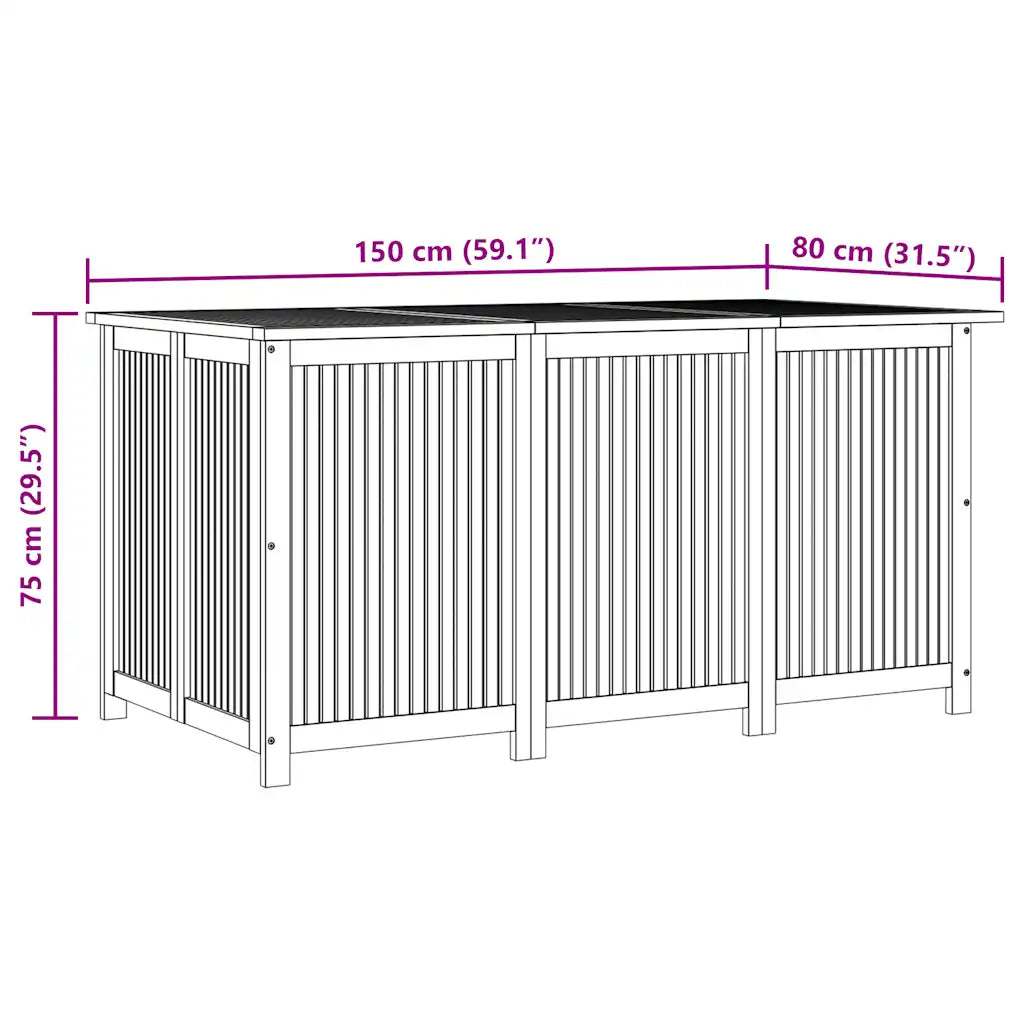 Ladă depozitare pentru grădină 150x80x75 cm lemn masiv acacia