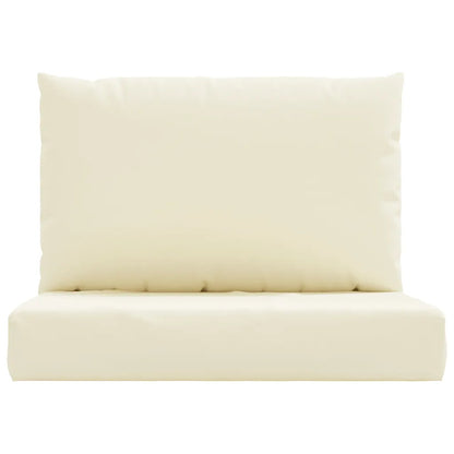 Perne de canapea din paleți, 2 buc., alb crem, material textil
