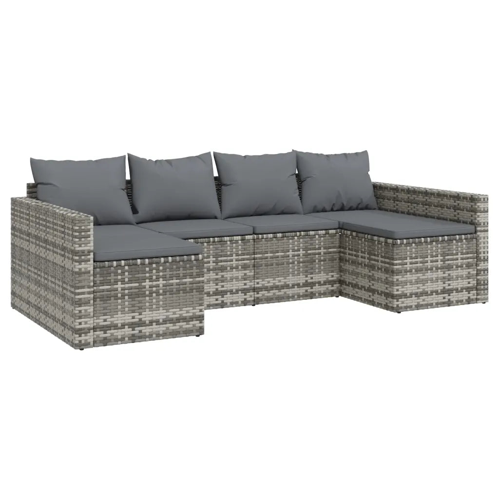 Set mobilier de grădină cu perne, 2 piese, gri, poliratan