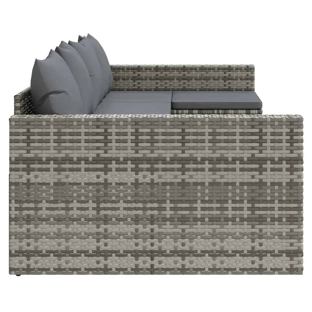 Set mobilier de grădină cu perne, 2 piese, gri, poliratan