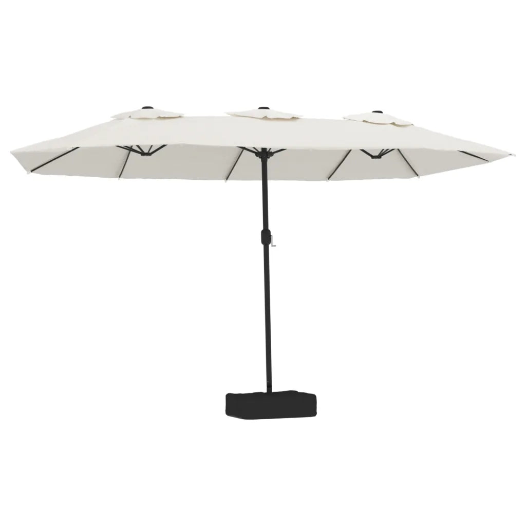 Umbrelă de grădină cu două capete/LED, alb nisipiu, 449x265 cm