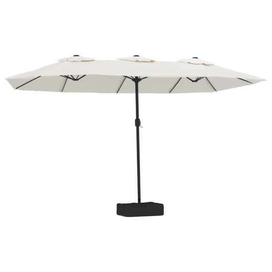 Umbrelă de grădină cu două capete/LED, alb nisipiu, 449x265 cm