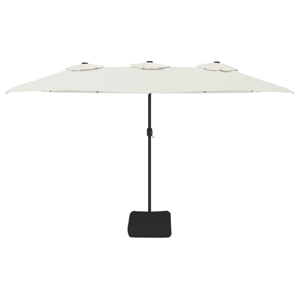 Umbrelă de grădină cu două capete/LED, alb nisipiu, 449x265 cm