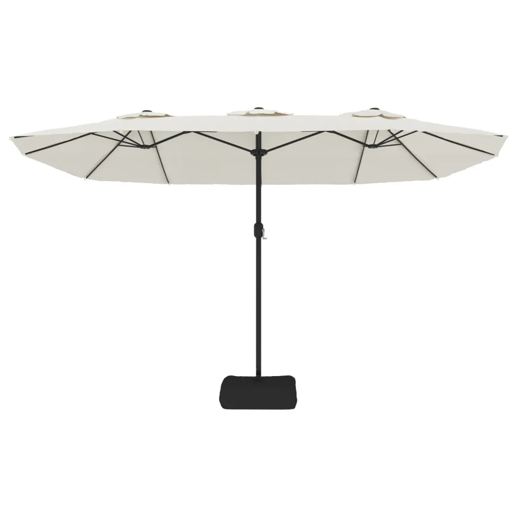 Umbrelă de grădină cu două capete/LED, alb nisipiu, 449x265 cm
