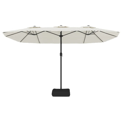 Umbrelă de grădină cu două capete/LED, alb nisipiu, 449x265 cm