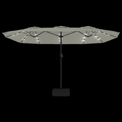 Umbrelă de grădină cu două capete/LED, alb nisipiu, 449x265 cm