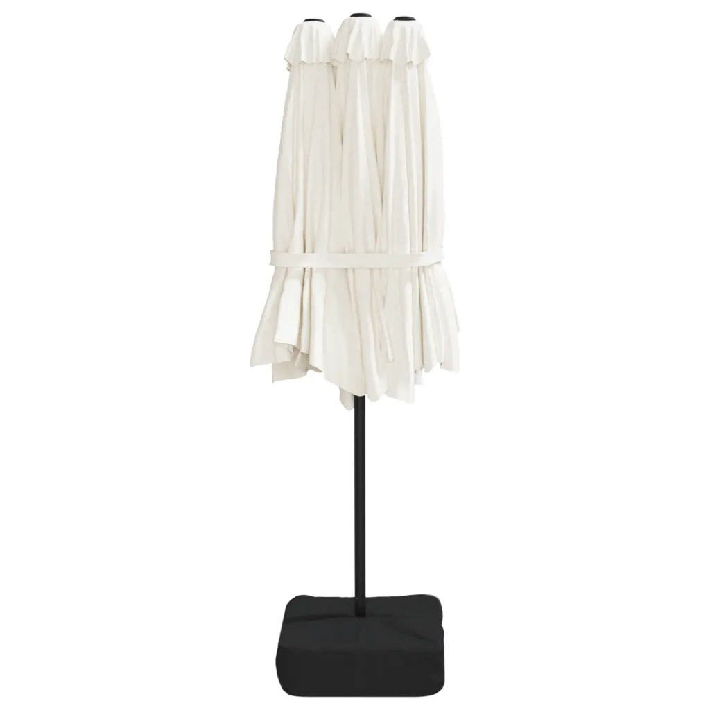 Umbrelă de grădină cu două capete/LED, alb nisipiu, 449x265 cm