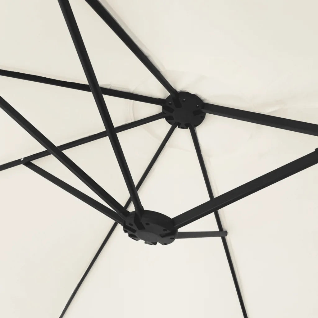 Umbrelă de grădină cu două capete/LED, alb nisipiu, 449x265 cm