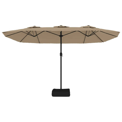 Umbrelă soare cu două capete cu LED-uri, gri taupe, 449x265 cm