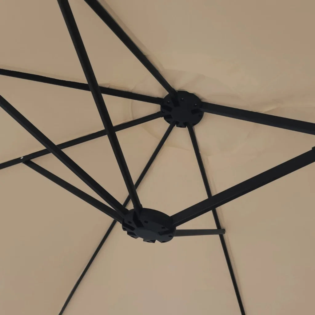 Umbrelă soare cu două capete cu LED-uri, gri taupe, 449x265 cm