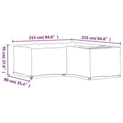 Husă mobilier de grădină în formă de L 16 ocheți, 215x215x70 cm