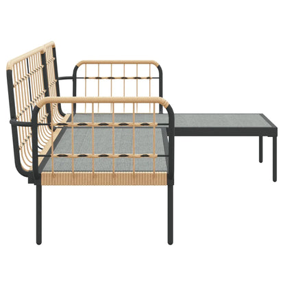 Set mobilier de grădină cu perne bej, 3 piese, poliratan