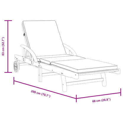 Șezlonguri 2 buc. cu perne 200x68x83 cm lemn masiv de acacia