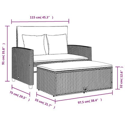 Canapea de grădină cu perne, 2 locuri, bej, poliratan