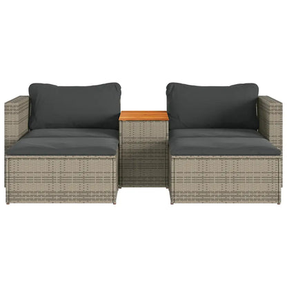 Set canapea de grădină cu perne, 5 piese, poliratan/lemn acacia