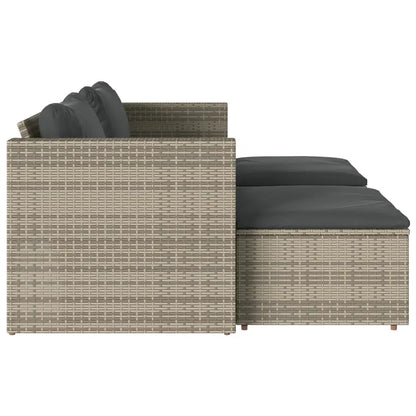 Set canapea de grădină cu perne, 5 piese, poliratan/lemn acacia