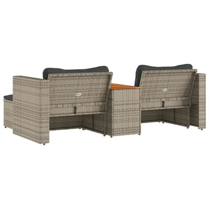 Set canapea de grădină cu perne, 5 piese, poliratan/lemn acacia