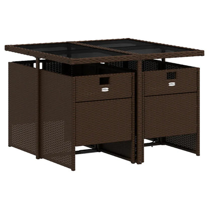 Set mobilier de grădină, 5 piese, cu perne, maro, poliratan