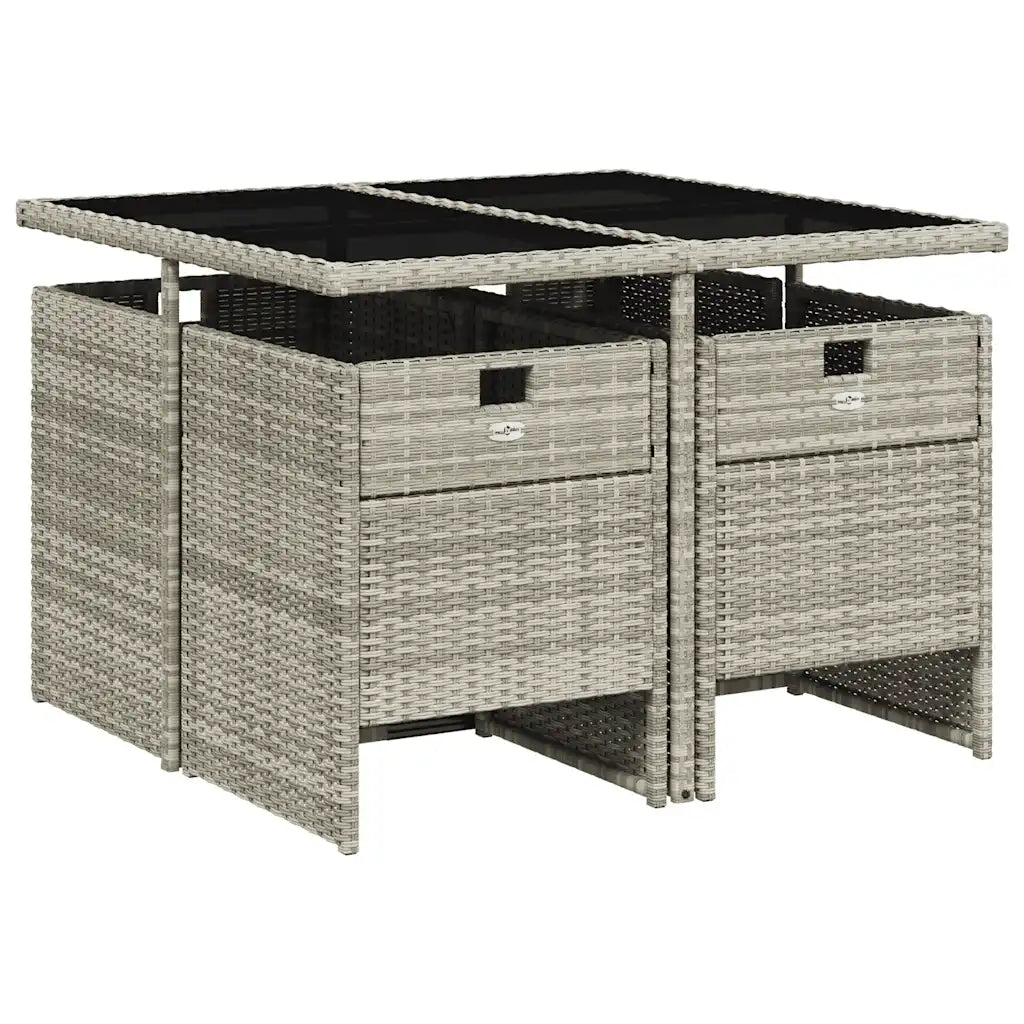 Set mobilier de grădină cu perne, 5 piese gri deschis poliratan