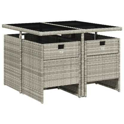 Set mobilier de grădină cu perne, 5 piese gri deschis poliratan