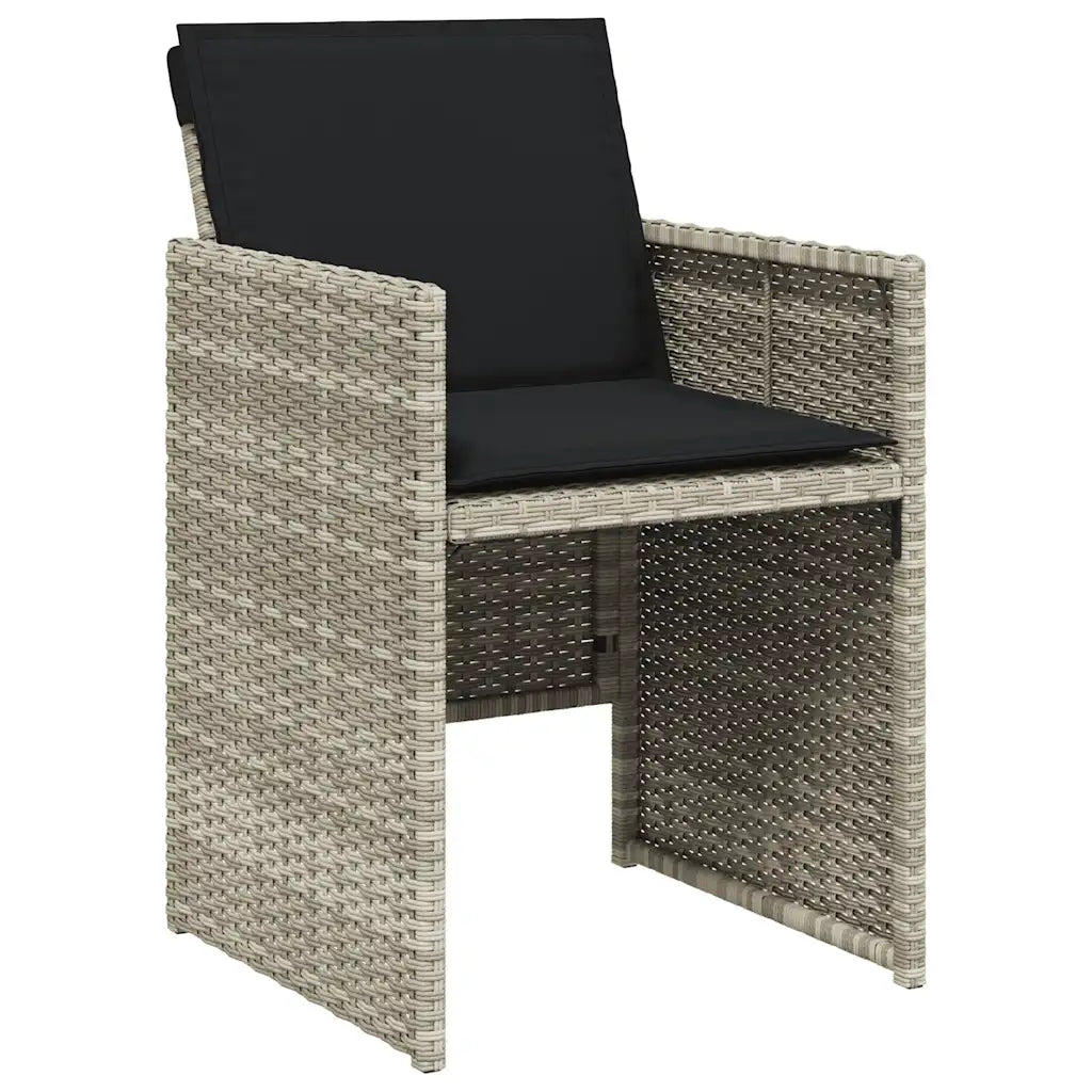 Set mobilier de grădină cu perne, 5 piese gri deschis poliratan