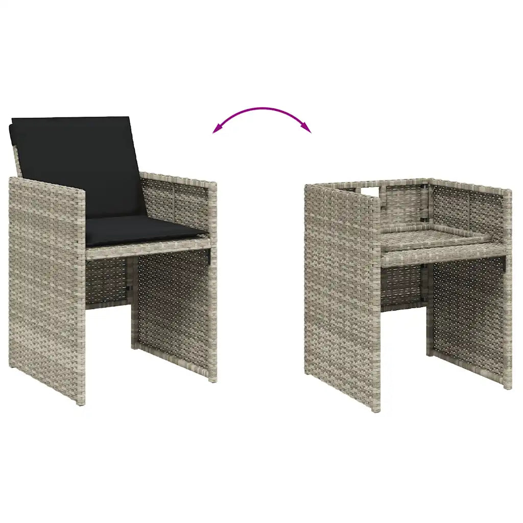 Set mobilier de grădină cu perne, 5 piese gri deschis poliratan