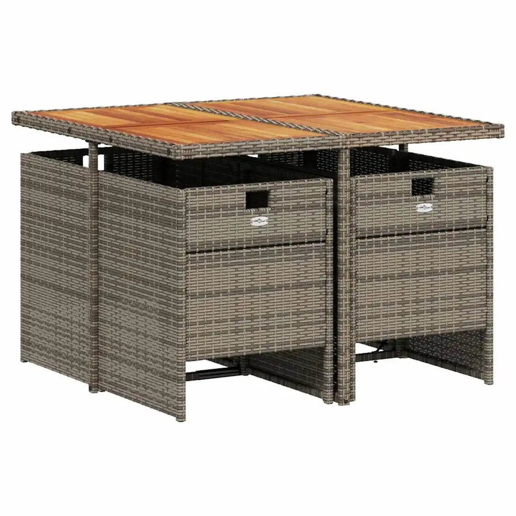 Set mobilier de grădină cu perne, 5 piese, gri, poliratan