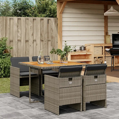 Set mobilier de grădină cu perne, 5 piese, gri, poliratan