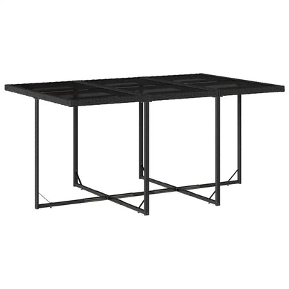 Set mobilier de grădină cu perne, 7 piese, negru, poliratan