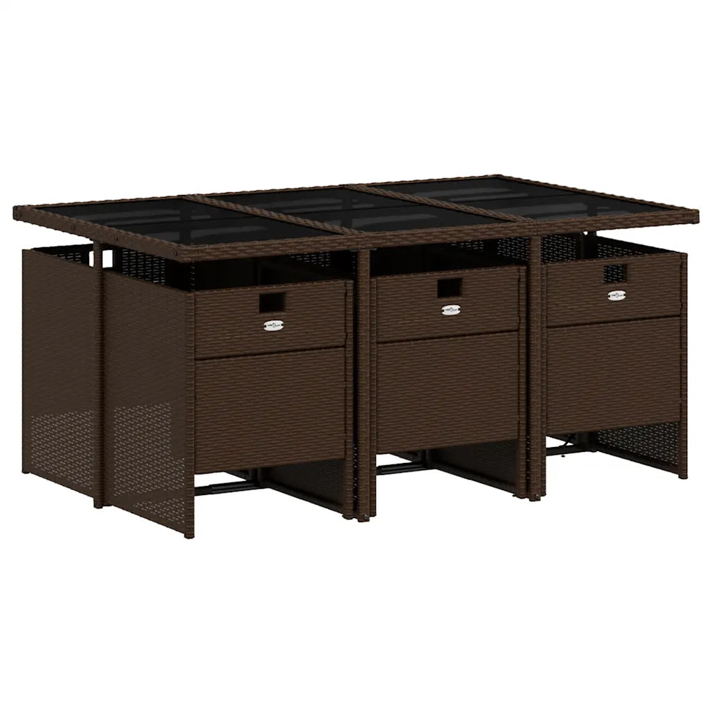 Set mobilier de grădină cu perne, 7 piese, maro, poliratan