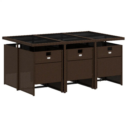 Set mobilier de grădină cu perne, 7 piese, maro, poliratan