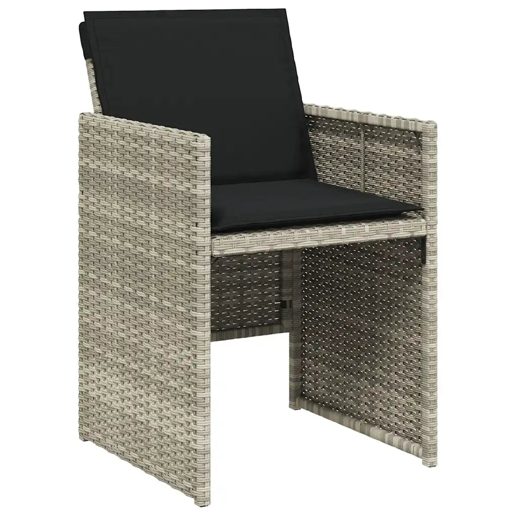 Set mobilier grădină cu perne, 9 piese, gri deschis, poliratan
