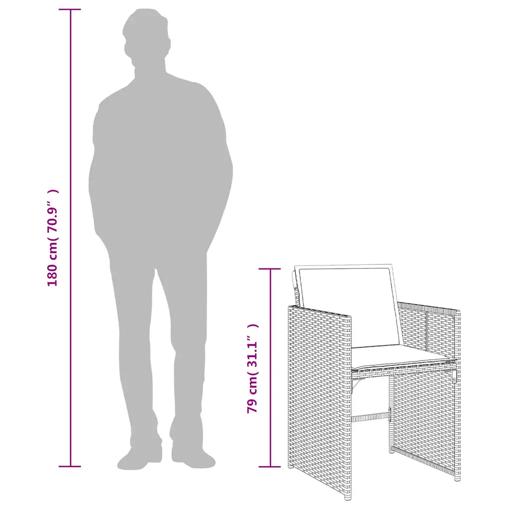 Set mobilier de grădină cu perne, 9 piese, negru, poliratan