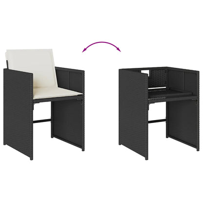 Set mobilier de grădină cu perne, 9 piese, negru, poliratan