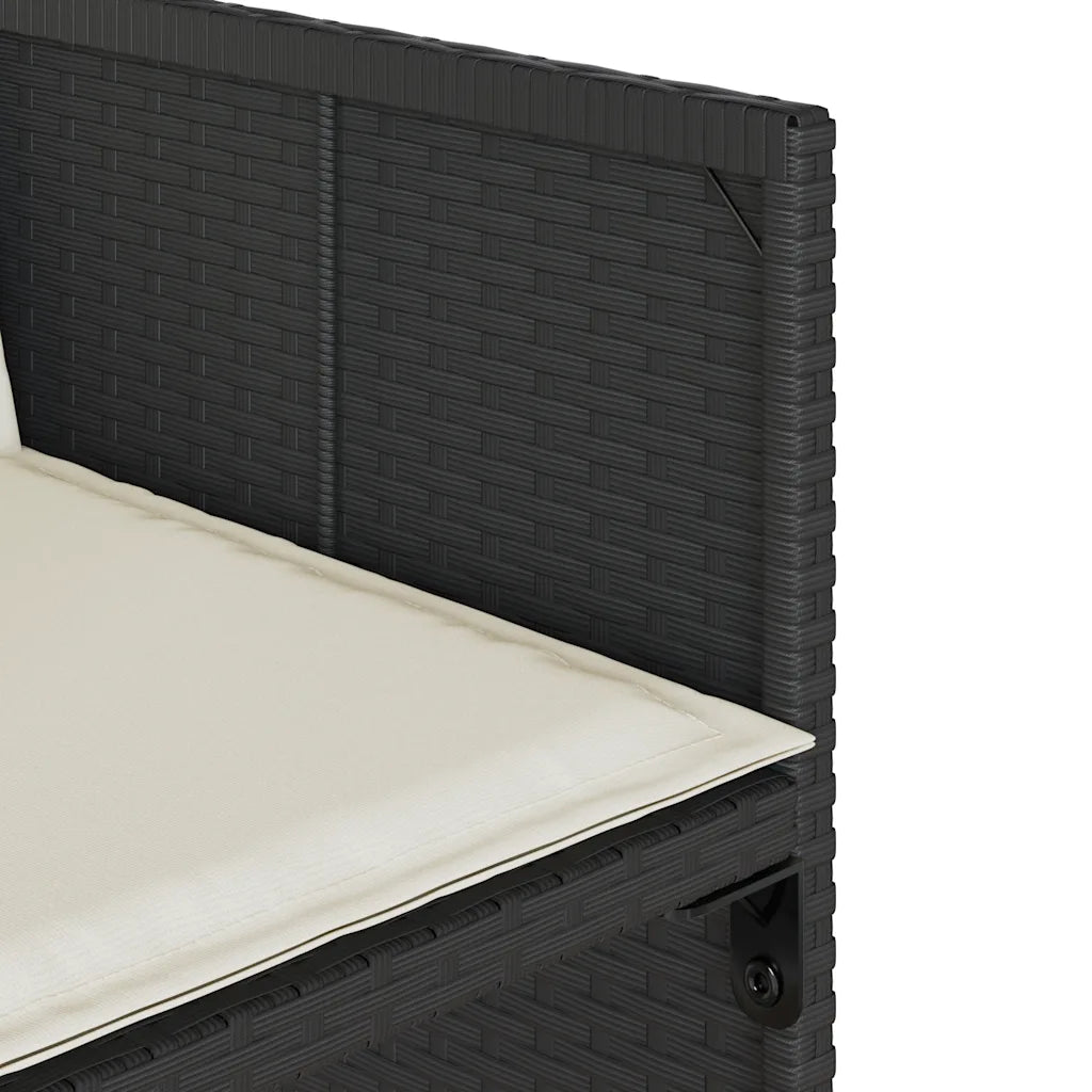 Set mobilier de grădină cu perne, 9 piese, negru, poliratan