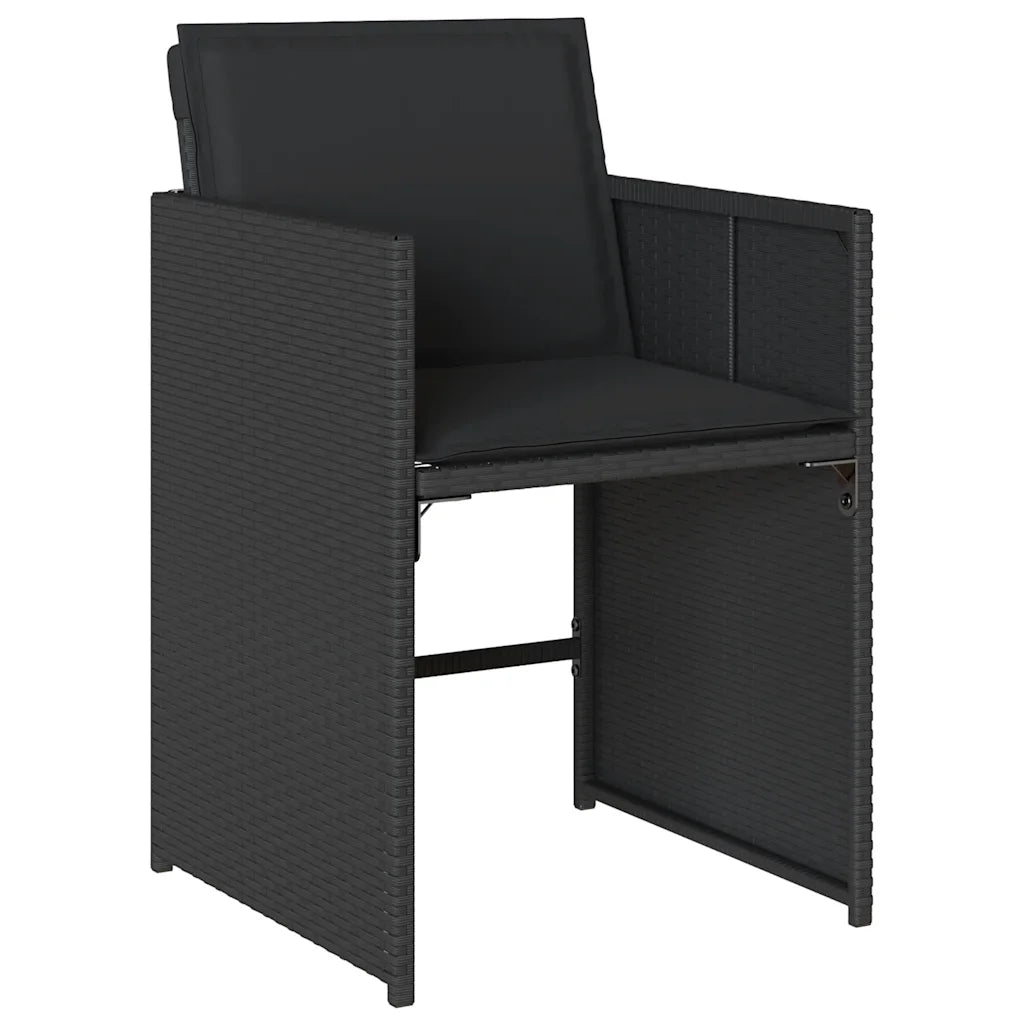 Set mobilier de grădină cu perne, 9 piese, negru, poliratan