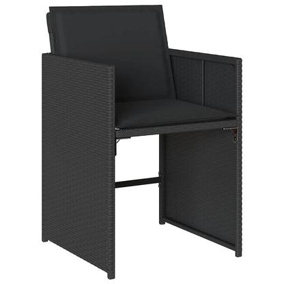 Set mobilier de grădină cu perne, 9 piese, negru, poliratan