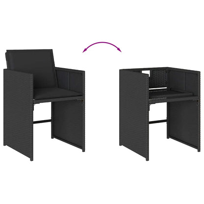 Set mobilier de grădină cu perne, 9 piese, negru, poliratan