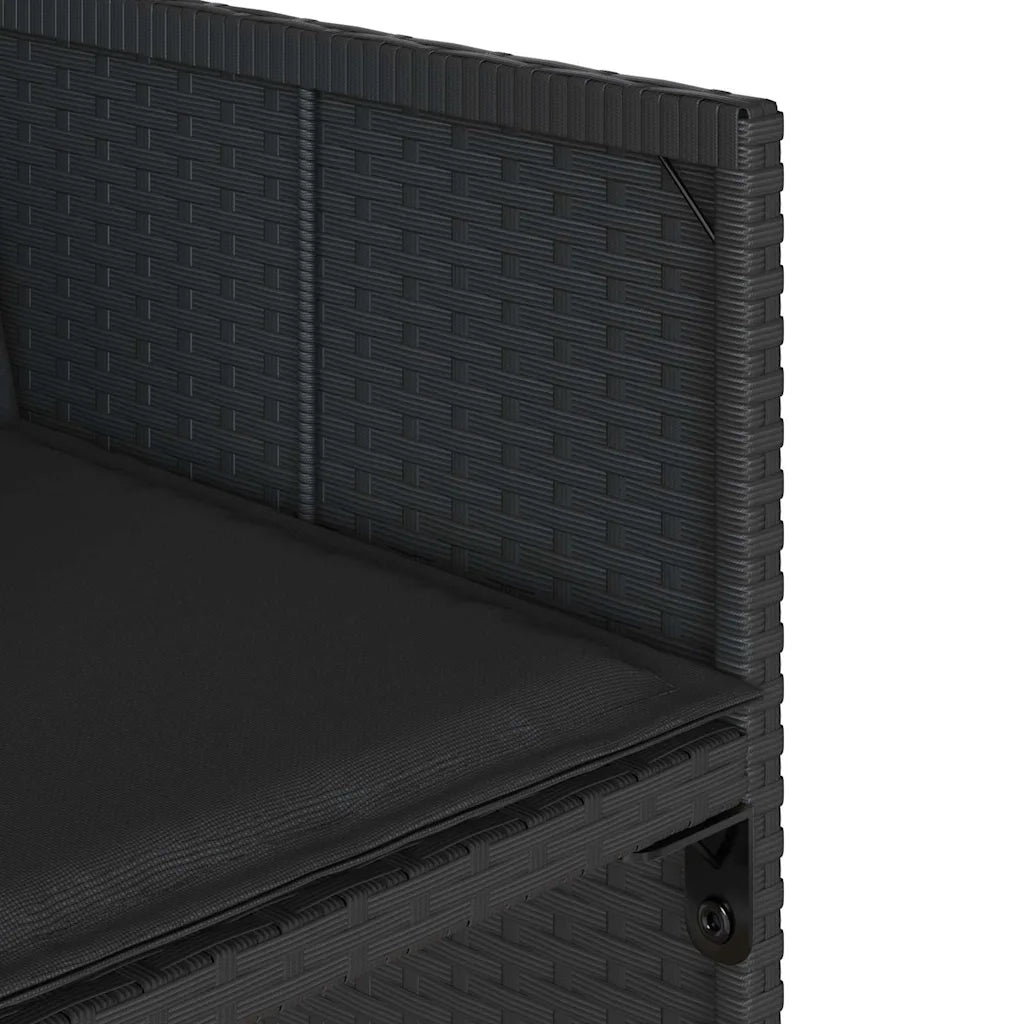 Set mobilier de grădină cu perne, 9 piese, negru, poliratan