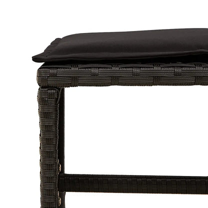 Set mobilier de grădină cu perne, 9 piese, negru, poliratan