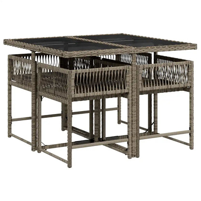 Set mobilier de grădină cu perne, 5 piese, gri, poliratan