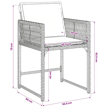 Set mobilier de grădină cu perne, 5 piese, gri, poliratan