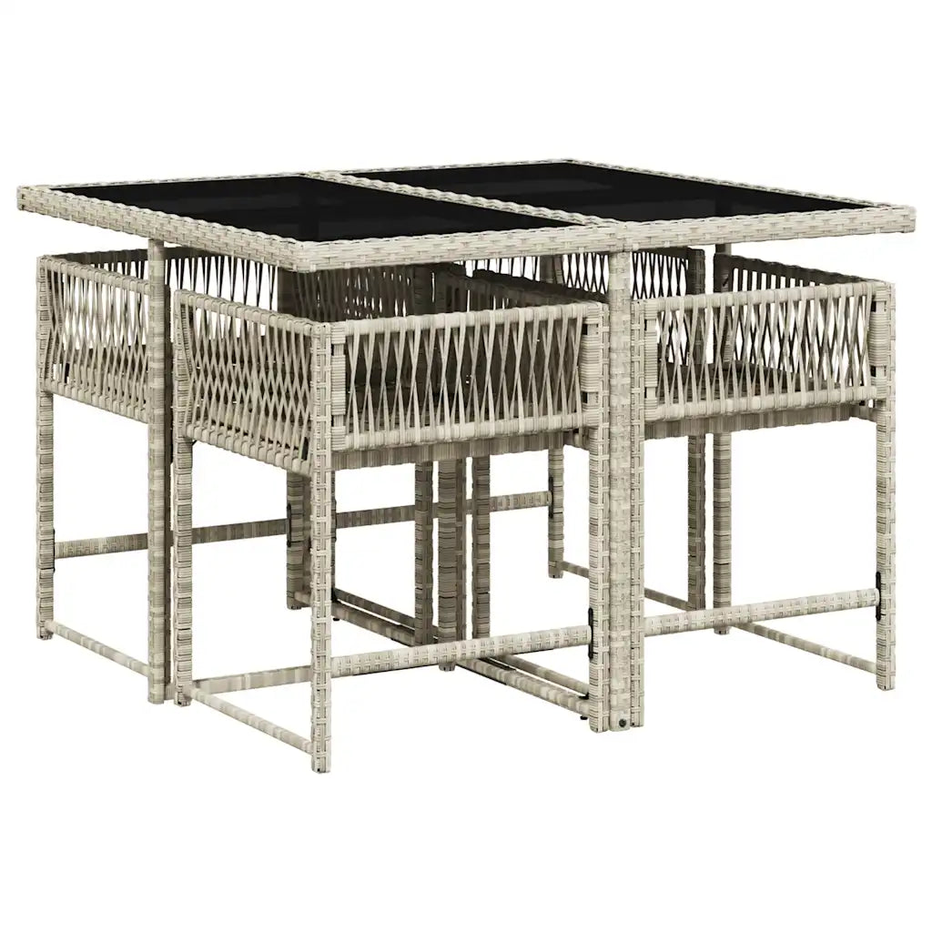 Set mobilier de grădină cu perne, 5 piese gri deschis poliratan