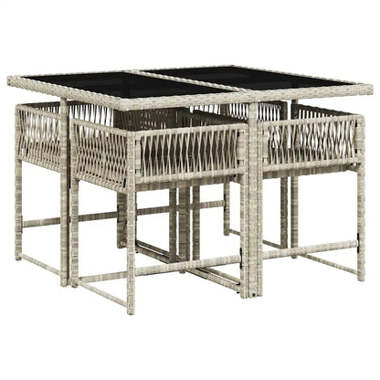 Set mobilier de grădină cu perne, 5 piese gri deschis poliratan