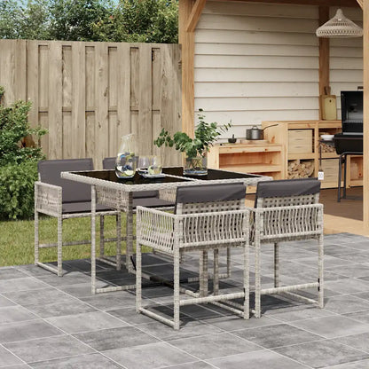 Set mobilier de grădină cu perne, 5 piese gri deschis poliratan